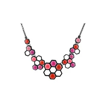 Collana fantasia a nido d\'ape sfumature rosa di Ikita