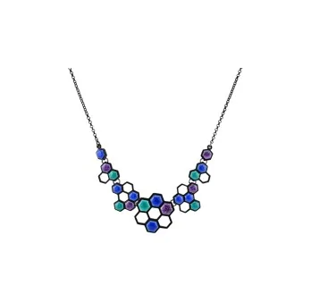 Colorful Honeycomb Necklace in Blue, Green and Purple by Ikita