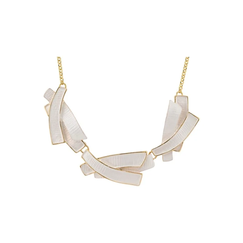 Ivory-colored graphic medallion fashion necklace from Ikita