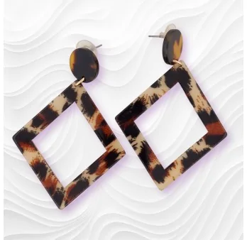 Leopard Square Earrings