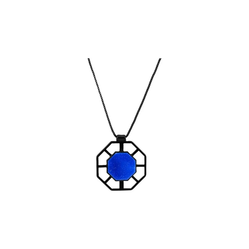 Collana con Medaglione Esagonale blu reale di Ikita