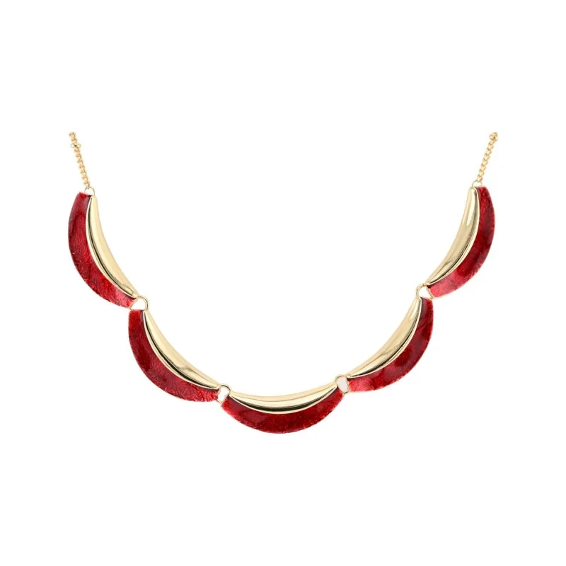 Fantasy Necklace Half-Moons Burgundy by Ikita