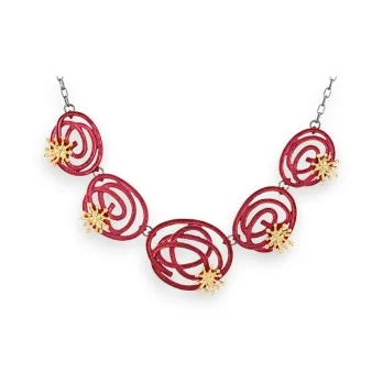 Fashion necklace with burgundy spiral by Ikita