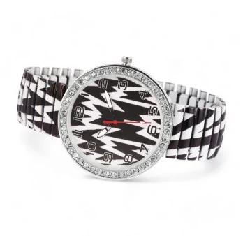 Show Donna Kelly Black and White Elastic Bracelet Watch