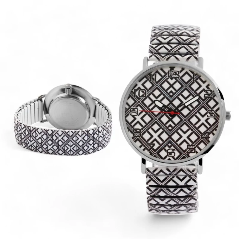 Kelly Women's Watch with Elastic Bracelet and Geometric Pattern