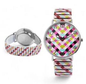 Orologio da donna Donna Kelly con bracciale elastico multicolore