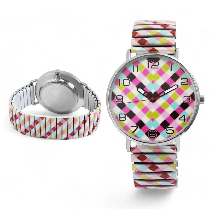 Orologio da donna Donna Kelly con bracciale elastico multicolore