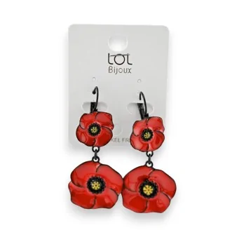 Boucles d'oreilles coquelicots rouges de chez Lolilota