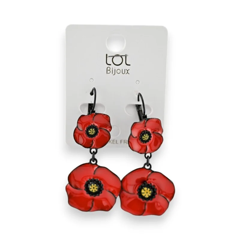 Boucles d'oreilles coquelicots rouges de chez Lolilota