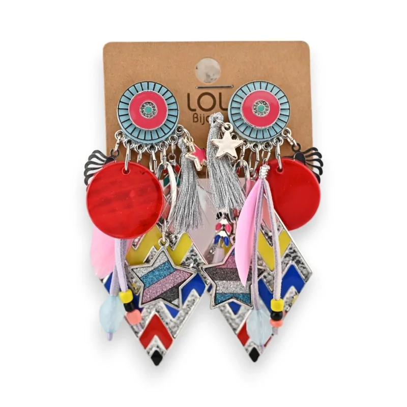 Pendientes de clip multicolores de Lolilota