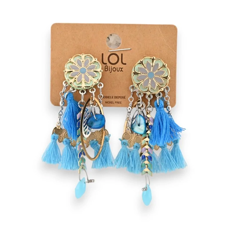 Pendientes de clip Lolilota Turquesa Bohemio