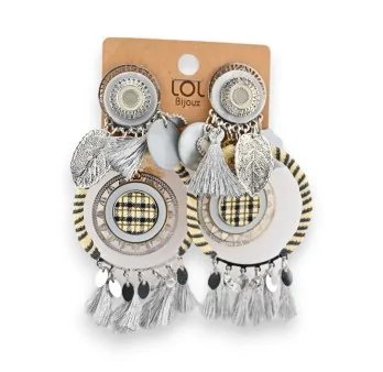 Silver bohemian clip-on earrings by Lolilota