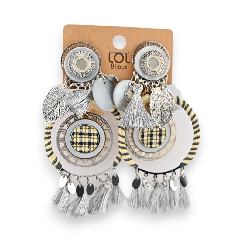 Silver bohemian clip-on earrings by Lolilota