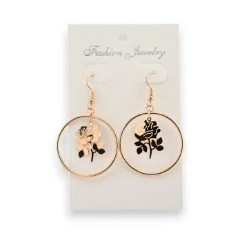 Gold-plated pink costume earrings