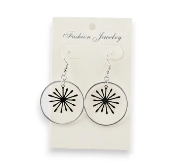 Silver thin hoop earrings with sun design