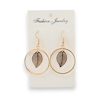 Gold leaf hoop earrings