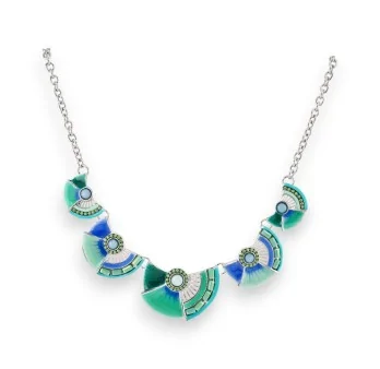 Collier Fantaisie Demi-Lunes Vertes et Bleues