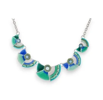 Fantasy Necklace with Green and Blue Half-Moons