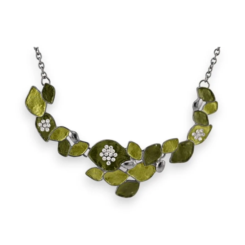 Collier Fantaisie Feuillage Vert