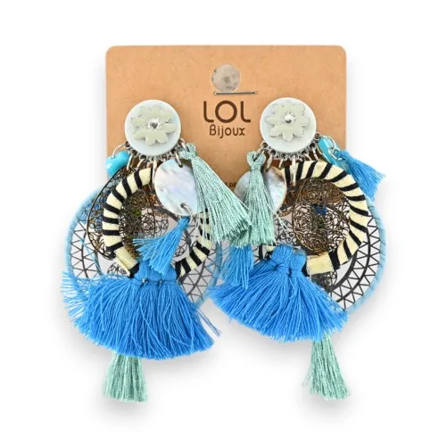 Boucles d'oreilles à clip Lolilota Attrape-rêve bleues