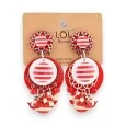 Red and Navy Blue Clip-on Earrings by Lolilota