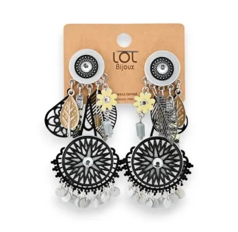 Boucles d'oreilles à clip LOLILOTA Mandala noir