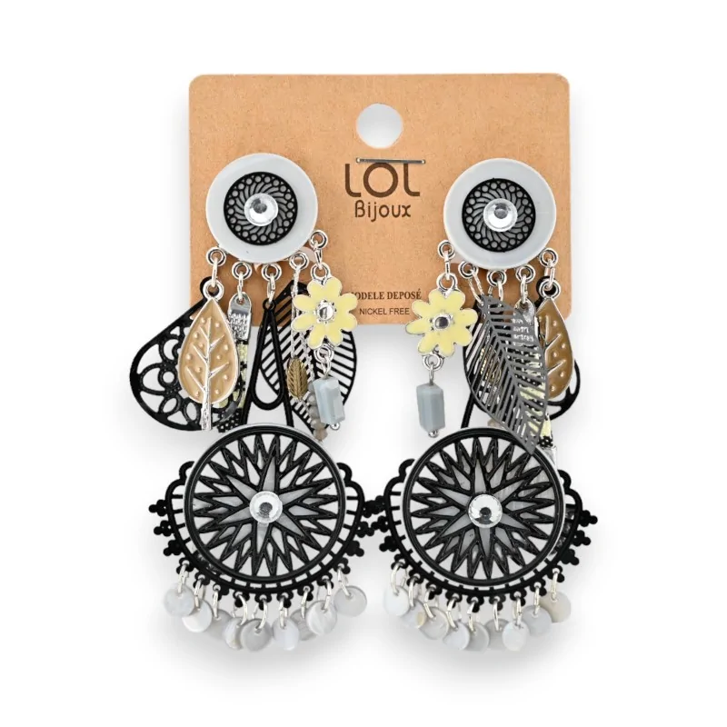 Boucles d'oreilles à clip LOLILOTA Mandala noir