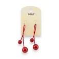 Dangling red pearl earrings from Ikita