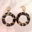 Leopard Circle Earrings and Gold Metal