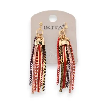 Red dangling chain earrings from Ikita