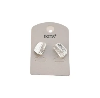 Boucles d'oreilles design Ikita argenté brossé