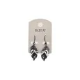 Black and white metal feather earrings from Ikita