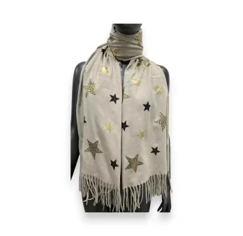 Beige scarf with Star pattern