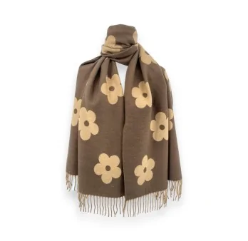 Beige and Brown Floral Scarf