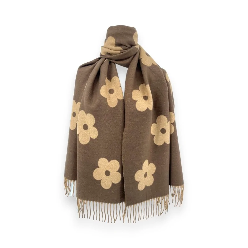 Beige and Brown Floral Scarf