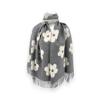 Bufanda floral suave gris