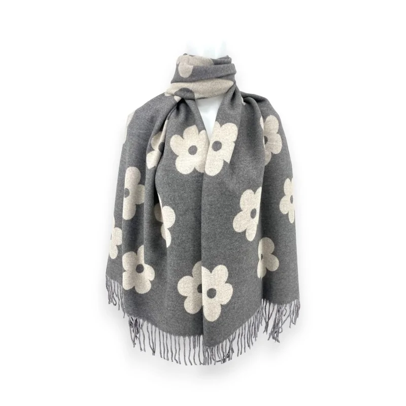 Bufanda floral suave gris