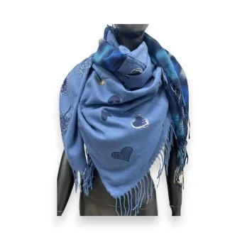 Blue patchwork square scarf