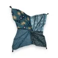 Foulard carré patchwork bleu canard