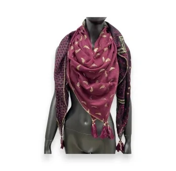 Square patchwork scarf Raspberry