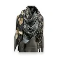 Foulard quadrato patchwork nero e beige