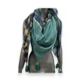 Foulard Patchwork Floreale Blu Pavone