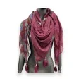 Foulard patchwork con fiori e sole bordeaux