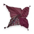 Foulard patchwork con fiori e sole bordeaux