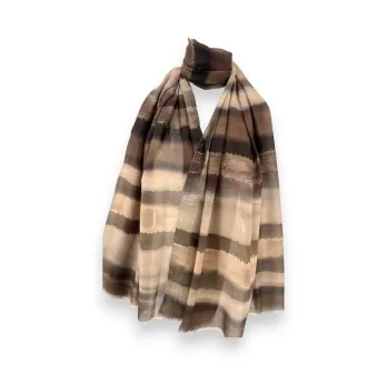 Foulard a righe tie & dye marrone beige