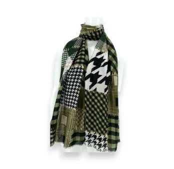 Khaki patchwork scarf