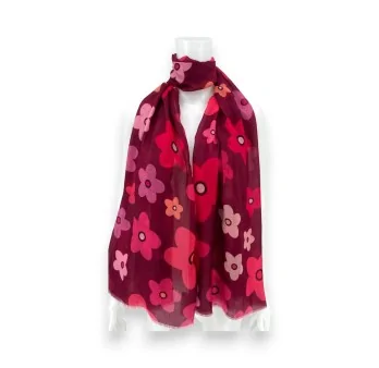 Foulard Floral nuances Rouge et rose