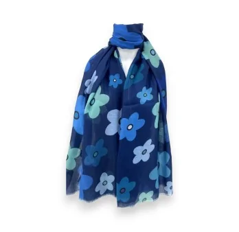 Blue Azure Shades Floral Scarf