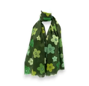 Foulard Floral Vert Kaki