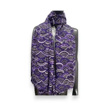 Foulard Éventail Violet Doré